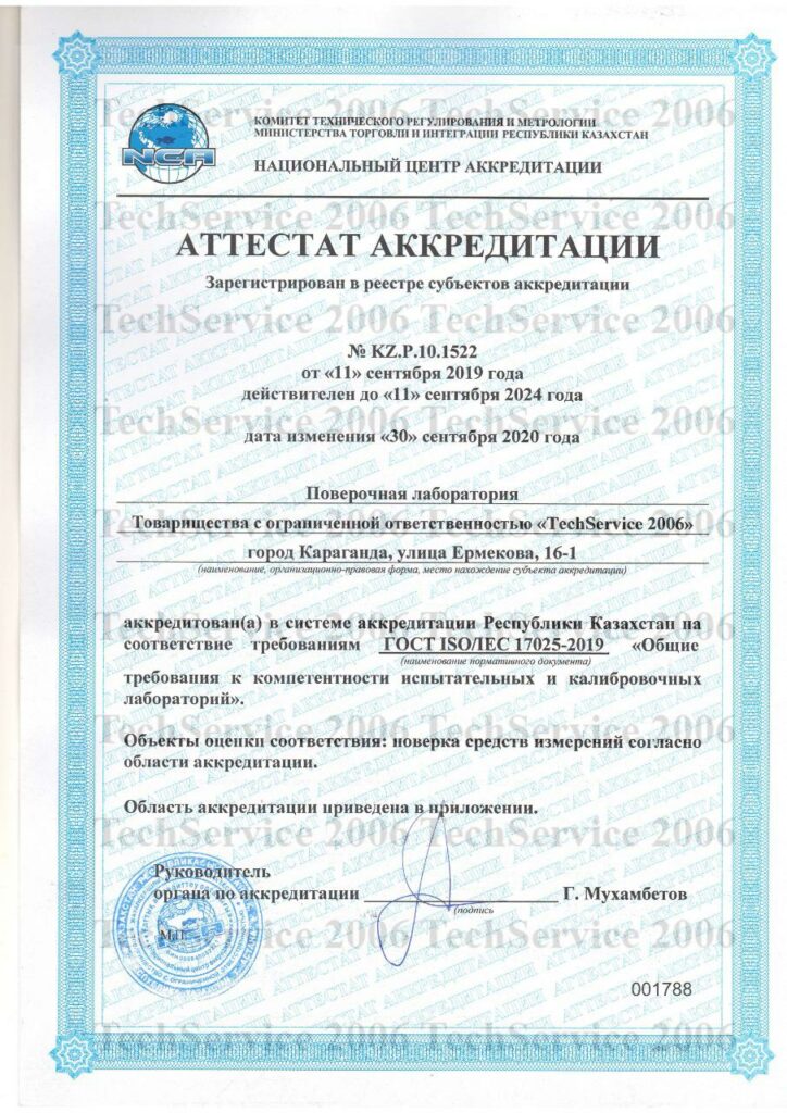 Аттестат аккредитации
